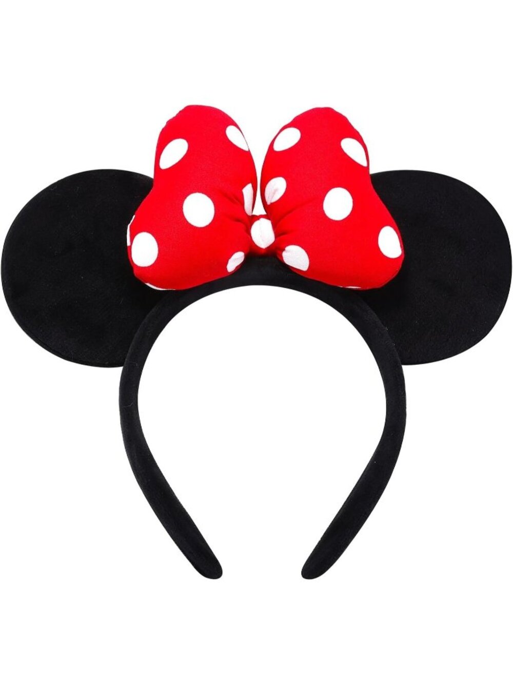 Women's Red Black Casual Handmade Polka Dot Bow Mickey Mouse Headband